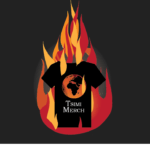 Black t-shirt on droved flames around it. Earth pic at T-shirt and text Tsimi Merch.